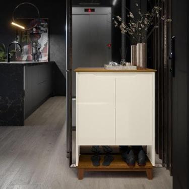 Imagem de Rack + Painel MIR 1.80m Tampo e Base Encabeçados em MDP 2 Portas com Dobradiças Pintura UV: Amadeirada Acabamento em Alto Relevo e Rodízios Cor Freijó