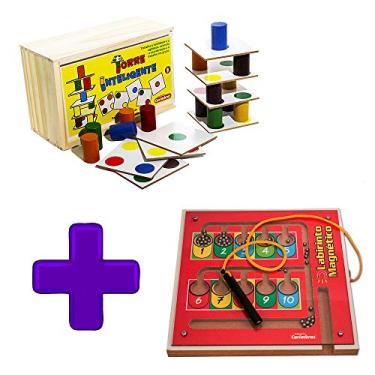 Imagem de Kit Brinquedo Torre Inteligente + Labirinto Magnético Carimbras