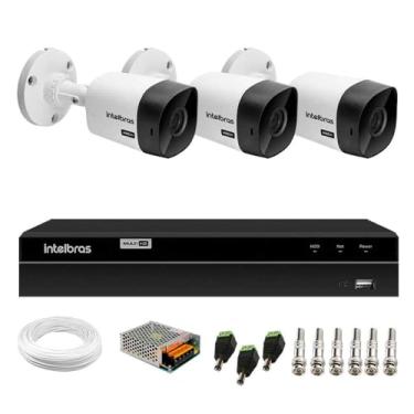 Imagem de Kit 3 Câmeras Bullet Vhc 1120 B Hdcvi Hd 720p Ip66 Visão Noturna 20m Intelbras + Dvr Mhdx 1204 com 4 Canais Multi Hd Intelbras