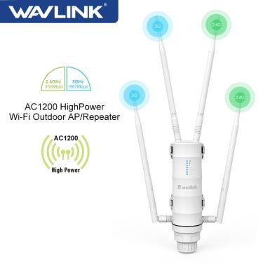 Imagem de Wavlink Outdoor Range Extender  Ponto de Acesso Sem Fio  Banda Dupla 2.4G e 5Ghz  Roteador WiFi de