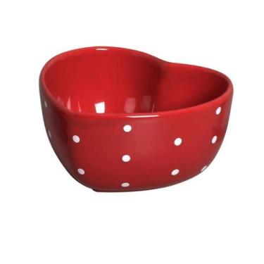 Imagem de Bowl Travessa Tigela Coração Vermelho Poá 300 Ml - Mimos Cozinha