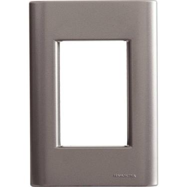 Imagem de Placa 3 Postos 4x2 Tramontina Giz Onix Metalizado Sem Suporte Tramontina