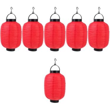 Imagem de PRETYZOOM 6 Peças Lanterna de melão de inverno luminaria de mesa luminária de mesa luminaria mesa lanterna de jardim lanterna de adereço ar livre Sushi Nias decorações lustre Papel vermelho