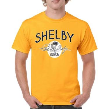 Imagem de Camiseta masculina vintage com logotipo Shelby Cobra American Legendary Mustang 427 GT500 GT350 Performance Powered by Ford, Amarelo, P
