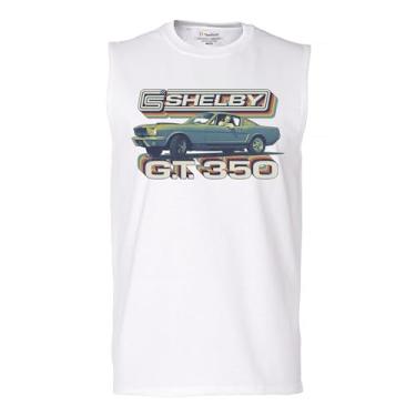 Imagem de Camiseta masculina vintage 1965 Shelby GT350 Muscle Car Retro Racing Mustang Cobra GT Performance Powered by Ford, Branco, M