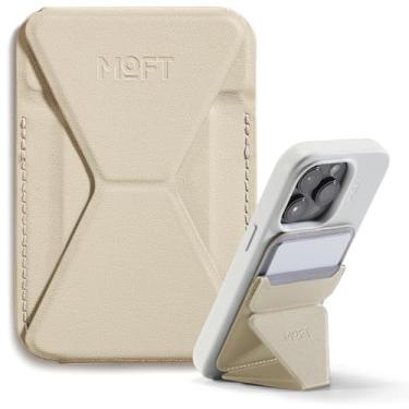 Imagem de MOFT Suporte magnético para carteira compatível com iPhone 15/14/13/12, ajuste de ângulo e suporte de telefone MOVAS compatível com Magsafe, branco praia