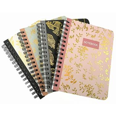 Imagem de ALIMITOPIA Pacote com 4 cadernos espirais A6, caderno pautado em arame, bloco de notas, agenda de anotações, tamanho A6 (14 x 10 cm) e 80 folhas (folha)