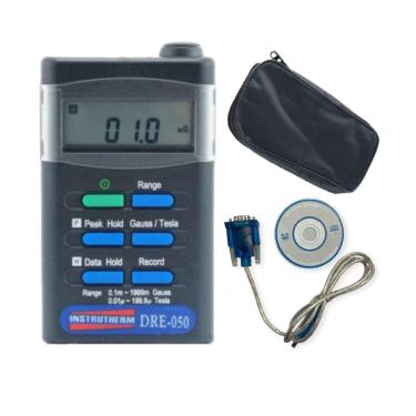 Imagem de Kit Medidor Campo Eletromagnético Digital 0,01 A 199,9µT Datalogger Dre-050 Portátil Instrutherm Estojo Cabo Rs-232 Db9
