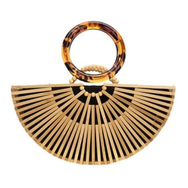 Imagem de VAKAER Bolsa feminina de bambu para o verão, praia, feita à mão, grande, com bolsa interna, Bambu, Small