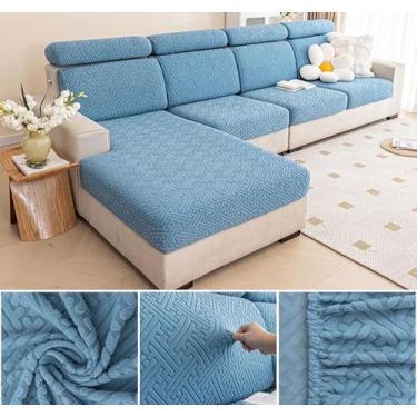 Imagem de Sofá De Estiramento Slipcover Sofá Capa Protetor De Móveis Sofá Macio Com Fundo Elástico Para Crianças, Poliéster Spandex Jacquard Tecido (A,Azul01)
