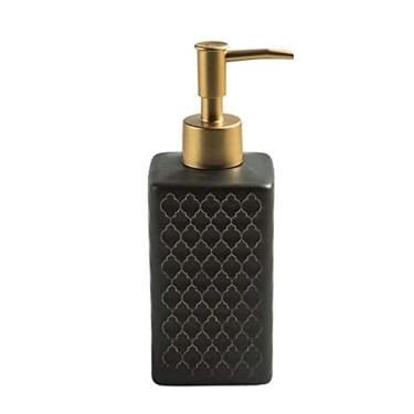 Imagem de Dispensadores Garrafa dispensador de sabão com bomba dispensador de sabão cerâmico preto, garrafa de loção de bomba de metal, banheiro e cozinha Banheiro(Color:Black)