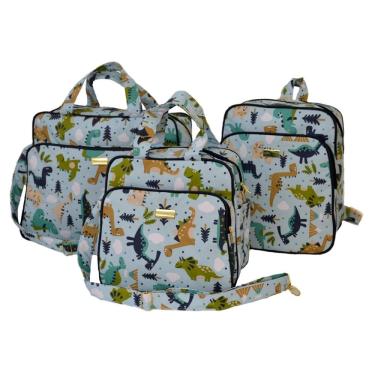 Imagem de Kit Bolsa Mala Bebê Menino Com Mochila Dino Passeio Enxoval