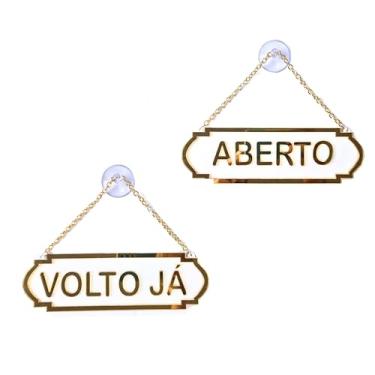 Imagem de Placa Aberto Volto Já Decorativa Com Corrente E Ventosa Para Lojas