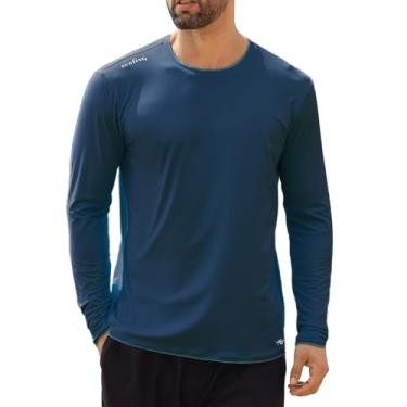 Imagem de Angel season Camisetas masculinas Rash Guard FPS 50+ manga comprida para natação secagem rápida UV proteção solar leve, Azul marino, M