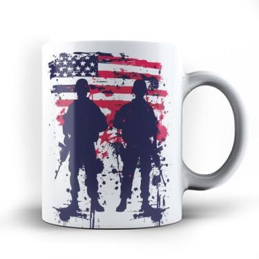 Imagem de Caneca xicara USA Honra heróis militar EUA 2402 (Azul)