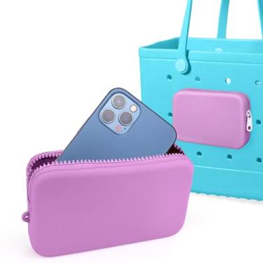 Imagem de AIERSA Suporte de telefone para acessórios de bolsa Bogg, carteira de silicone para bolsa Bogg Original Todos os modelos, bolsas de praia de borracha, roxo