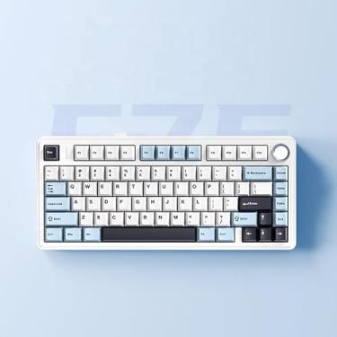 Imagem de Teclado Sem Fio Bluetooth AULA F75 Teclado Mecânico RGB 75% Layout Gaming Teclado Epomaker. (Branco e azul)