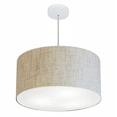 Imagem de Lustre Pendente Cilíndrico Cúpula Tecido 60x30 cm, Vivare Iluminação, Pendente4101 RST, Rustico Bege, Grande