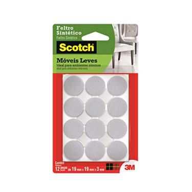 Imagem de 3M, Feltro Sintético Adesivo para Móveis Leves Scotch, Redondo, Branco, Pequeno, 12 Unidades