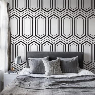 Imagem de Moldura geométrica de 90 cm, retrô, hexagonal, diamante, estêncil, mandala, estêncil, molde de piso, reutilizável, azulejo, nicho, parede, móveis, modelos, padrões para decoração, molduras, paredes