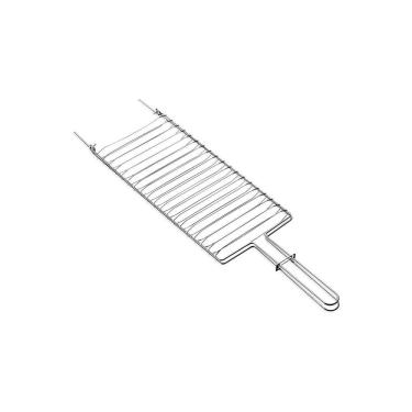 Imagem de Grelha Dupla para Churrasco Carne Frango Peixe Inox 31x19cm Tramontina 