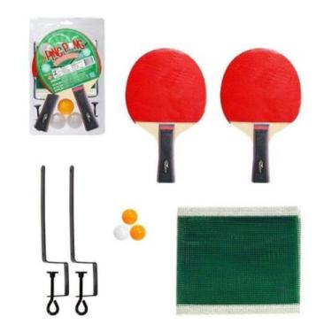 Imagem de Kit Ping Pong Tenis Mesa 2 Raquetes 3 Bolas E Rede + Suporte - Art Bri