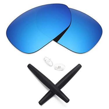 Imagem de Lentes de reposição e kits de borracha Mryok para óculos de sol Oakley Crosshair 1.0 (2005), Ice Blue Polarized Lenses & Black Rubber Kits, One Size