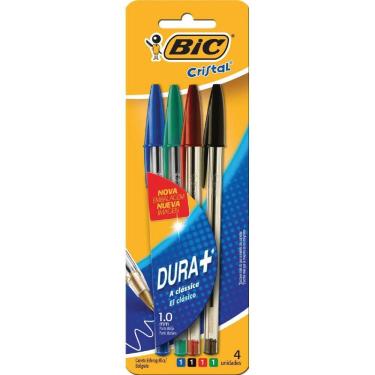 Imagem de Caneta esferográfica Cristal Azul Preta Vermelha Verde  Bic