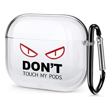 Imagem de Capa transparente para AirPod Pro 2019, Don't Touch My PODS Capa preta legal com chaveiro, olhos grandes, desenho fofo para AirPods Pro, à prova de choque e não irrita a pele, capa transparente para mulheres e homens