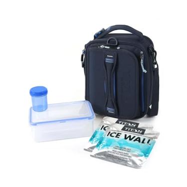 Imagem de Generic Lancheira Titan Deep Freeze Fridge expansível a frio - azul-royal/azul-marinho | Inclui 2 paredes de gelo de alto desempenho de 250 g | Design horizontal isolado