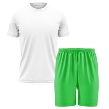 Imagem de Kit Calção Short Futebol Basquete Verde + Camiseta Manga Curta Masculina-Masculino