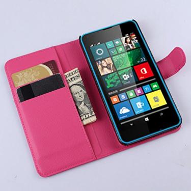 Imagem de Capa para Microsoft Nokia Lumia 640 – Capa carteira flip de couro PU para Microsoft Nokia Lumia 640, capa de proteção de telefone estilo empresarial, capa com [compartimentos para dinheiro e cartão]