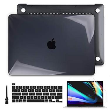 Imagem de Batianda Capa para MacBook Pro de 13 polegadas versão 2022 2020 M2 M1 chip A2338 A2289 A2251 modelo com barra de toque, capa rígida de cristal com capa de teclado e protetor de tela, preto cristal