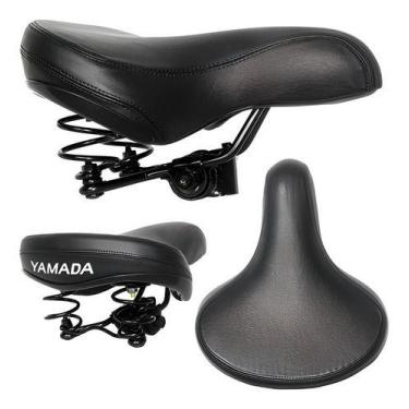 Imagem de Selim Largo Banco Para Bike Mtb Yamada Preto Com 2 Molas