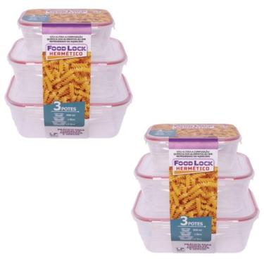 Imagem de Kit 06 Potes Plástico Herméticos 500/1000/1500ml Food Lock - LP House,