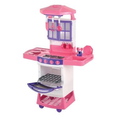 Imagem de Cozinha Magica Infantil Completa Fogão Pia Armario Rosa - Magic Toys