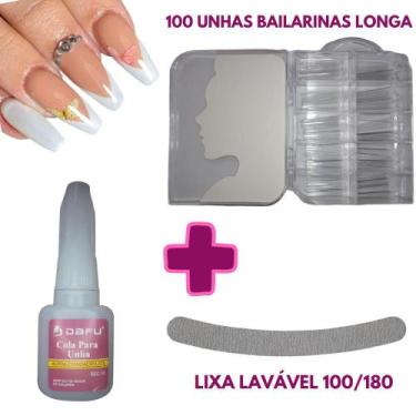 Imagem de Unha Postiça Realista Bailarina TRANSPARENTE + COLA + LIXA - lIZ PRODU