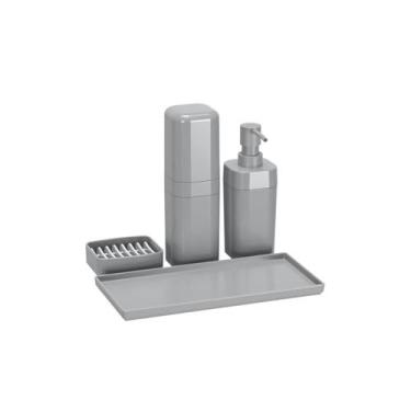 Imagem de Kit Banho Splash Saboneteira/Porta-Escova/Dispenser/Bandeja - Brinox