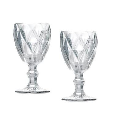 Imagem de Jogo 2 Taças de Vidro Cor Transparente Diamante Clear p/ Água Vinho Cl