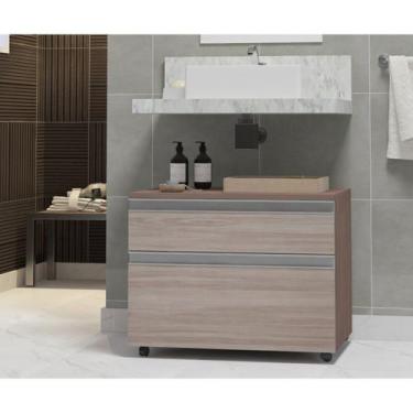 Imagem de Gabinete para Banheiro com Rodízio 80cm 2 Gavetas Safira Inferior Cont