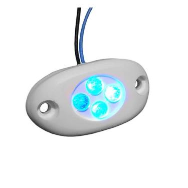 Imagem de Luz Cortesia Capa Oval Branca 4 Leds 12v Luz Azul Barco - Noster