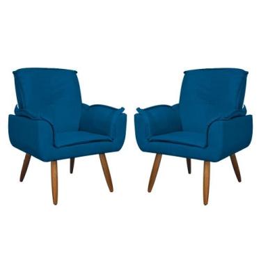 Imagem de Kit 02 Poltronas Decorativa Emília Plus Suede Várias Cores - Ds Estofa