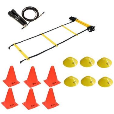 Imagem de Kit Funcional Escada de Agilidade + Speed Rope + 6 Cones + 6 Half Cone