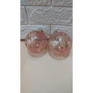 Imagem de BOLA NATAL DECORADA C GLITTER C/1 UND (ROSE) 10 cm - D&A