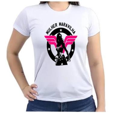 Imagem de Camiseta Baby look feminina mulher maravilha câncer mama outro rosa - 