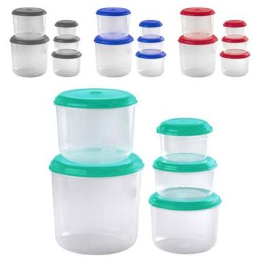 Imagem de Pote de Plastico Redondo Colors para Mantimentos Kit com 5 Pecas - Gip