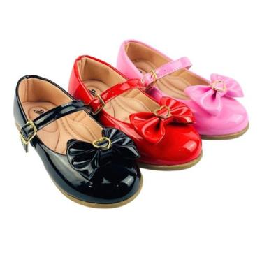 Imagem de Kit Com 3 Pares Sapatilha Infantil Menina Boneca Verniz Confortável SP