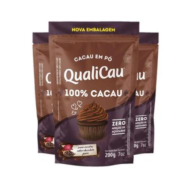 Imagem de Kit 3 Cacau em pó alcalino 100% Qualicôco 200g