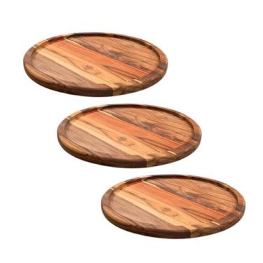 Imagem de Kit 3 Tábuas Suportes De Madeira 35Cm Para Cortar E Servir Pizzas - Br