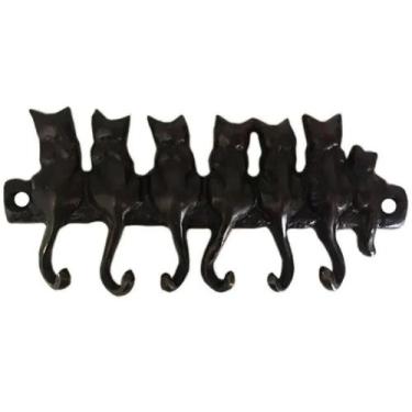 Imagem de Cabide Porta Chaves Gatinhos Em Bronze Oxidado Decoração Gancho Pendur